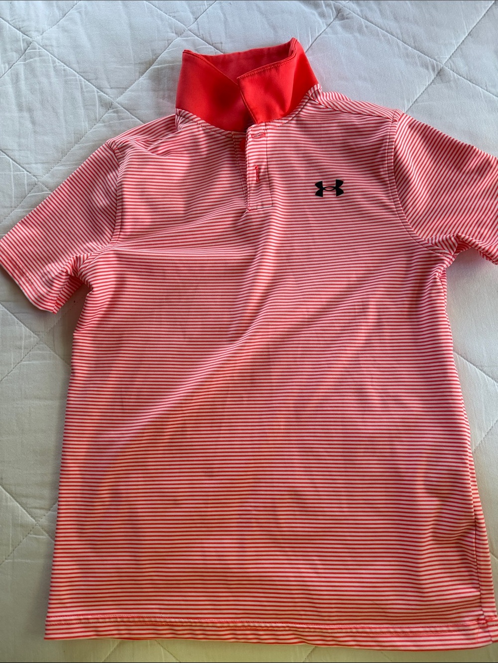 Under Armour Girls' Coral Pink Striped Polo